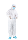 Beyaz Tek Kullanımlık Koruyucu Elbise Toz Geçirmez Damla Önleyici Takım Tıbbi Tulum