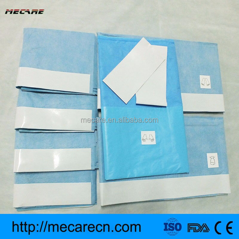 Yüksek emicilik malzemeleri olan tek kullanımlık cerrahi paketler ve tıbbi prosedürler için OEM aksesuarları